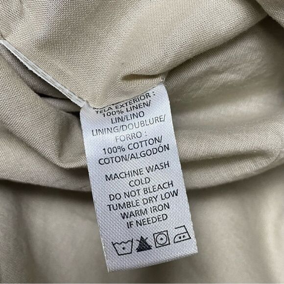 Ann Taylor Loft 100% Linen Biege Mini Skirt W/ Contrasting Hem Women's Size 2 - Picture 4 of 14